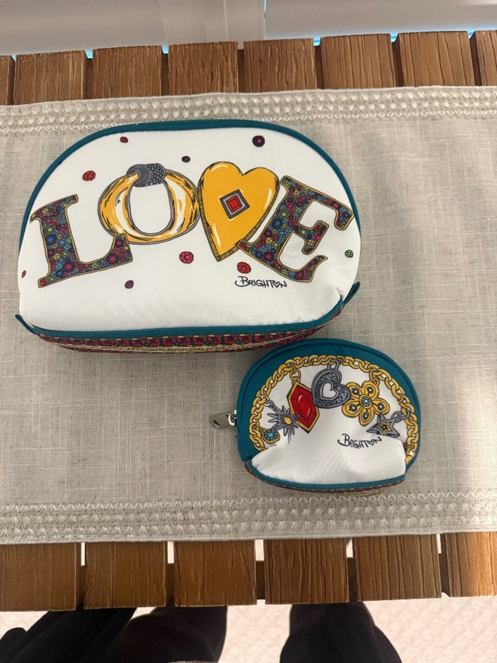 Brighton "Charmed Love" Bags, Set of 2, Cosmetic & Jewelry Bags